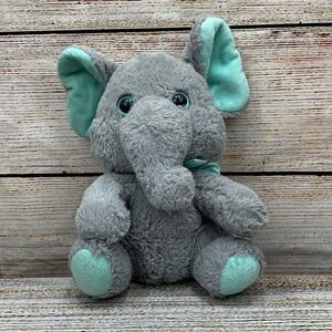 Kellytoy Gray Plush Elephant Stuffed Animal Blue Accents Cute Toy Gift